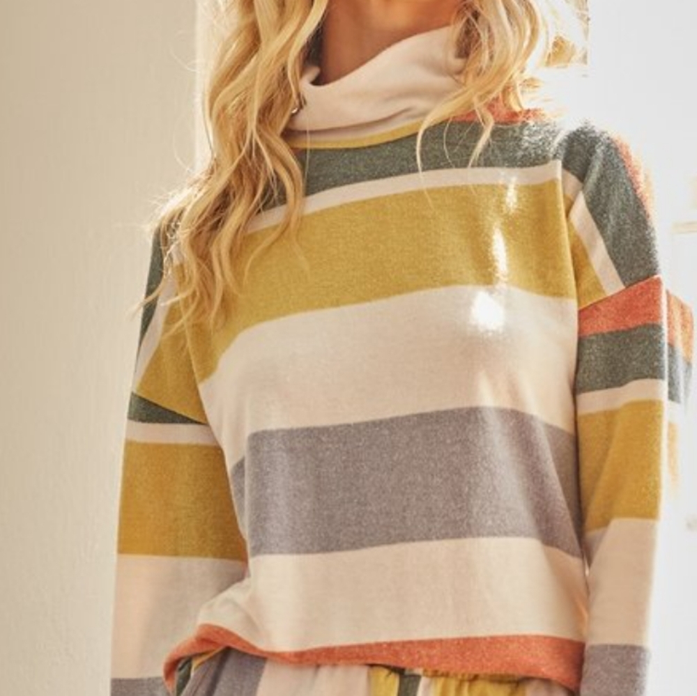 🆕🌿STRIPED TURTLENECK TOP 🌿 - Picture 2 of 6